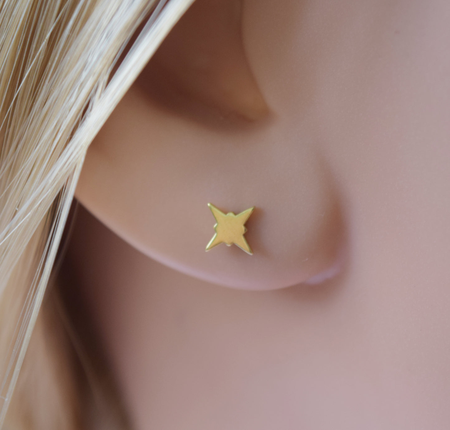 24K Gold Vermeil pole star stud earrings
